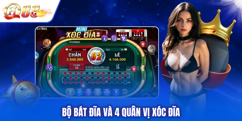 Bộ bát đĩa và 4 quân vị xóc đĩa